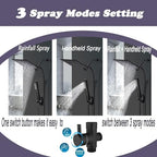 12" High Pressure Square Rain Shower Head and 2-in-1 Hand Shower, Rainfall Showerhead with 13" Shower Arm, Equipped with 78" Hose, Adhesive Shower Head Holder (Square Shower Head Set Black) - Image 3