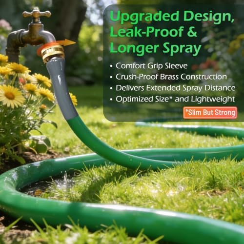 Garden Hose 75 ft, Slim Lightweight All-Weather Water Hose, Flexible and Durable, Leak-Free Connections, EPDM Rubber Hose for Patio, Lawn (Green) - Image 2