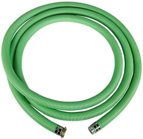 Gloxco Heavy Duty EPDM All Weather Suction Hose Assembly, Black Tube, Lime Green Helix, 2" Inside Diameter with Male x Female NPSM Pinlug Fittings Installed, 33 ft Length - Image 2