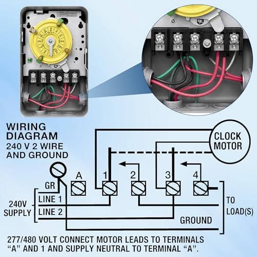 T104 Mechanical Timer Switch, Pool Pump Timer, 208-277V 40A DPST - Image 4