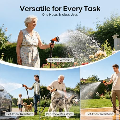 Garden Hose, 3/4" Flexible Water Hose Ultra Lightweight, Non-Expandable with 10 Function Nozzle, Kink-Free, Leak-Proof, 360° Swivel, Abrasion Resistant & Easy to Store for Yard Lawn, Outdoor (75ft) - Image 7