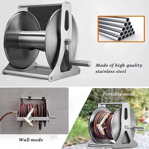 Garden Hose Reel Set, Freestanding or Wall Mounted, 1/2" Hose, Easily Portable, Prevents Twisting, Ideal for Watering Flowers or Washing Cars, Includes 15m Hose - Image 5