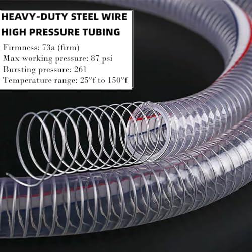 1 1/2 Inch ID x 1 3/4 Inch OD Heavy-Duty Steel Wire Suction PVC Flexible Tubing High Pressure UV Chemical Resistant Thick Vinyl Hose Tube, 6.5FT - Image 3