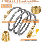 8 FT 1/2" ID Natural Gas Grill Hose with Quick Connect Fitting, Natural Gas Conversion Kit Suitable for Gas Grill, Generator, Patio Heater and More - Image 2