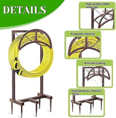 Garden Water Hose Holder 5 Spikes, Brown Hose Stand for Outside for Outside - Image 3