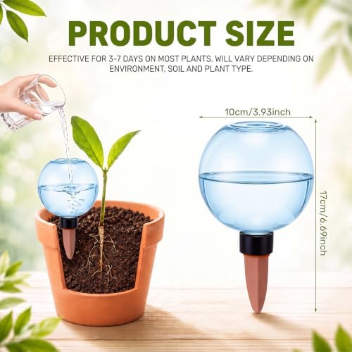 8 Pcs 17 oz Plant Watering Globes with Terracotta Self Watering Planter Insert Plastic Clear Self Water Bulbs for Indoor Outdoor Automatic Drip Irrigation Water Devices (Blue) - Image 2