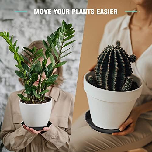 6 Pack Plant Saucer 12 14 16 18 20 22 Inch Plastic Plant Tray, Sturdy and Durable Flower Pot Container Accessories Plant Pot Saucers for Indoor and Outdoor (22 Inch, Black) - Image 6