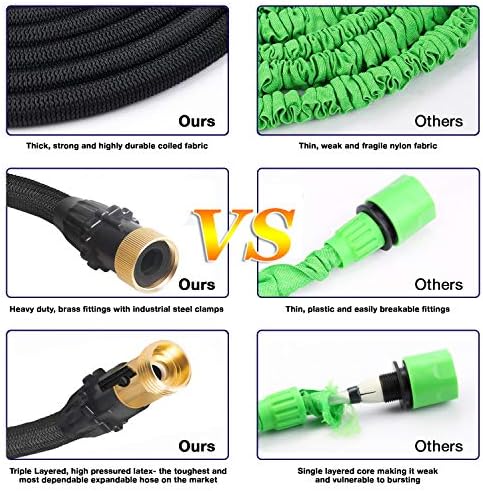 J&B XpandaHose 75ft Expandable Garden Hose - Heavy Duty Superior Strength 3750D - 4 -Layer Latex Core - Extra Strong Brass Connectors and Storage Bag (Black 75) - Image 7