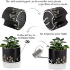 Nihow Self Watering Pots for Indoor Plants,8 Inch,Black Hand Painting - Image 3