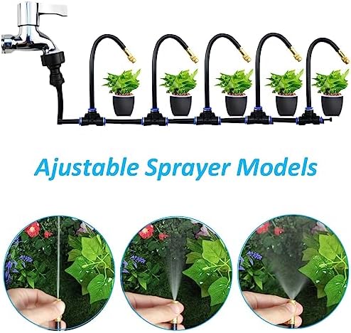 Adjustable Mist Sprinkler 360° Rotating Copper Water Sprayers With Set Connector For Garden Plant Automatic Watering Misting (Color : Black, Size : 20m) - Image 6