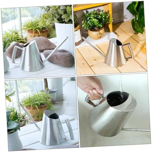 Watering Can Silver 900ml Long Spout Stainless Steel Vintage - Image 4