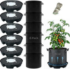 6 Pack Self-Watering Plant Pot Bases with 5 Gallon Grow Bags, Bottom Watering Plant Saucers with Wicking Irrigation System, Auto Watering Planter Kit for Indoor Outdoor Greenhouses Grow Tents Gardens by HodoSuper