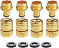 HQMPC Garden Hose Quick Connect No Pb Brass Hose Quick Connect Quick Connect Hose Fittings Water Hose Connectors 3/4" GHT (4SETS) by HQMPC