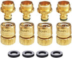 HQMPC Garden Hose Quick Connect No Pb Brass Hose Quick Connect Quick Connect Hose Fittings Water Hose Connectors 3/4" GHT (4SETS) by HQMPC