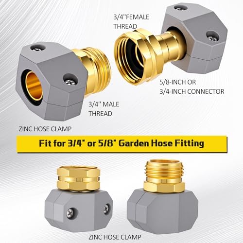 48 Pcs Garden Hose Repair Connector with Clamps, Male and Female - Image 4