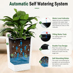 22.5'' Tall Planters for Outdoor & Indoor, Self Watering Plant Pots Set of 2 with Water Level Monitor & Drainage, Automatic Watering for Patio Garden, White - Image 3