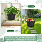 Nooulap 6 Pack Hanging Planters, 10 Inch Hanging Pots, Black - Image 4