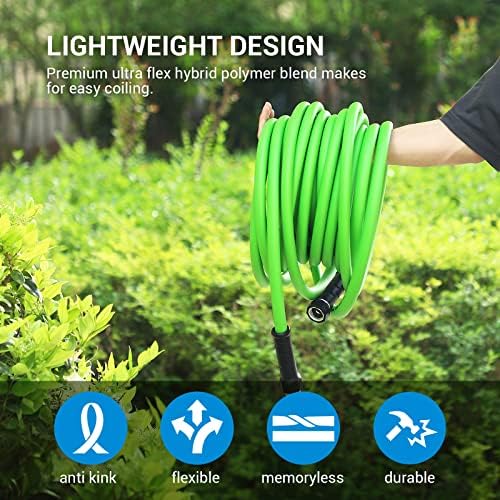 DEWENWILS Garden Hose 50 ft x 5/8", Water Hose with Swivel Handle, Heavy Duty, Lightweight, Flexible Hose for Plants, Car, Yard, 3/4 Inch Solid Fittings, Drinking Water Safe HHGH50A1 - Image 5