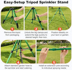 Impact Sprinkler Head on Telescoping Tripod Base with 2 Sprinkler Extensions, Heavy Duty Lawn Sprinklers, 360 Degree Large Area Irrigation, Solid Metal Extension Legs & Bottom Spikes - Image 6