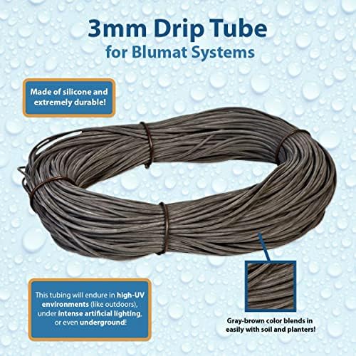 Blumat Drip Irrigation Parts - 3mm Tubing for Drip Irrigation System - Flexible Silicone - Easy Connection for BluSoak Drippers and Accessories - 98ft - Image 3