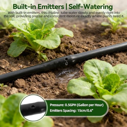 Kalolary 182FT 1/2" Drip Main Hose & 6" Spacing Roll 1/4" Dripline Tubing - Image 4