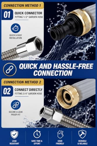 2026 Upgraded Jet Nozzle Power Washer for Garden Hose Includes 2 High-Pressure Nozzles 2× Rubber O‑ring seal 1x plumber's tape and Quick Connectors | Hydro Jet High Pressure Washer Tools - Image 3