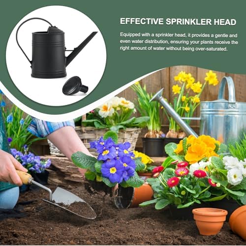 Watering Can 2L 13x9 Inch Black Plastic Plant Watering Can with Handle & Sprinkler Head Easy Filling Device for Indoor Garden Balcony - Water - Image 4