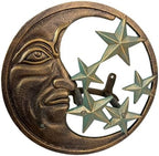 Zeckos Garden Hose Holder Moon Face Stars 11.5 Inch Cast Iron Verdigris by Zeckos