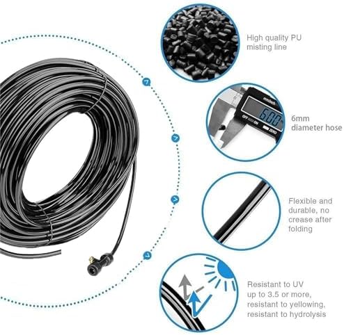 Misting Cooling System with Brass Fog Nozzles, Fog Cooling, Mist Irrigation System Kit, Misting Line with Copper Metal Mist Nozzles (Size : 30M(98.4ft)+50 nozzles) - Image 2