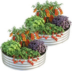 Utopia Home Galvanized Raised Garden Bed Kit 2x2x1 Ft Pack of 2, Planter Box Round Raised Garden Beds Outdoor, Easy Assembly Metal Raised Bed for Gardening Vegetables, Fruits, Flowers, Silver by UTOPIAHOME