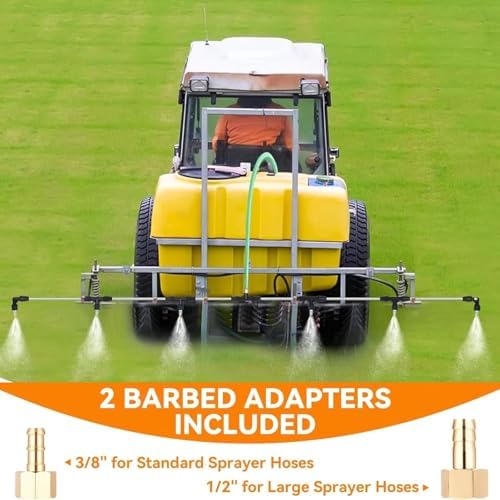 6-Nozzle Poly Boom Wand with 3/8" 1/2" Brass Fitting, 7.5 Ft. ATV sprayer Boom, Wide-Coverage Agricultural & Lawn Spray Attachment for Tractors/UTVs (Metal Wand) - Image 2