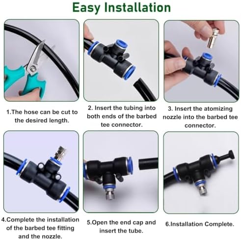 Metal Misting Nozzle Tee with Built in Hose, Sprayer for Outdoor Cooling - Image 7
