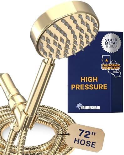 HammerHead Metal 1-Spray Shower Head with Handheld High Pressure, Long Hose by HammerHeadShowers