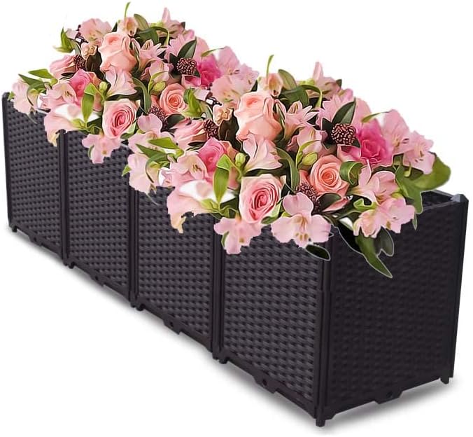 YSUEFIJO Planter Box Outdoor Raised, Raised Garden Bed for Vegetables, Garden Bed Kit Plastic, with Drainage Holes, for Flowers, Herbs, Fruits - Image 4