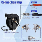 FIXFANS High Pressure Washer Hose Reel for Water/Air/Oil, Pressure Washer Hose – 1/4" X 100 FT - Image 4