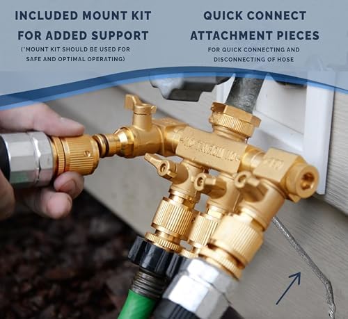 Morvat Heavy Duty 4 Way Brass Hose Splitter, Quick Connector Rotating Arms - Image 4