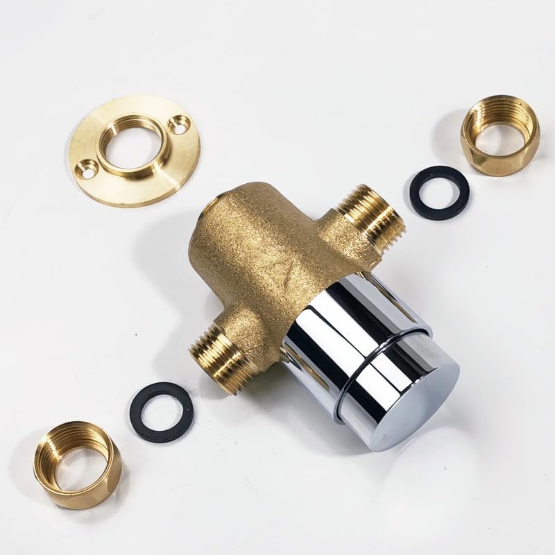 Heavy-duty self-closing shower valve, chrome-plated brass shower controller, wall-mounted shower faucet, suitable for gyms, swimming pools, schools and public facilities (Surface mounted) - Image 5