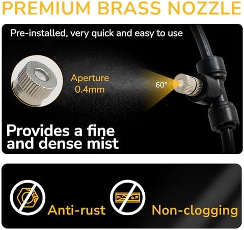 Tornado 20 Inch Outdoor Misting Kit for Fan Cooling, Portable Mister System with 19.6FT Line & 8 Brass Nozzles for Patio, Party, Porch, Garden, Outdoor Fan Accessory - Image 3