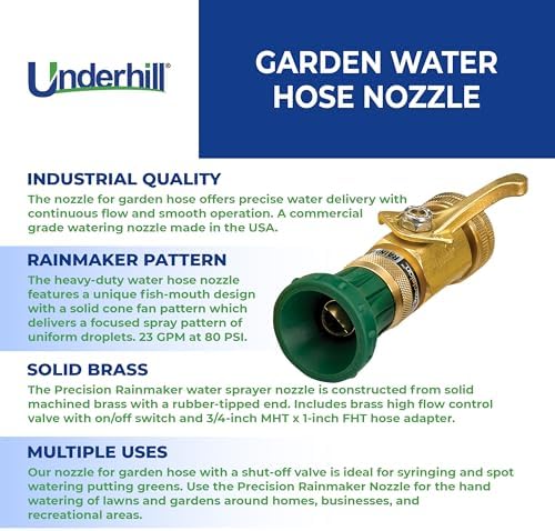 Underhill Precision Rainmaker with High Flow Control Valve Garden Water Hose Nozzle, Sprayer, 23 GPM at 80 PSI, 3/4-Inch by 1-Inch, HN2300CV - Image 3