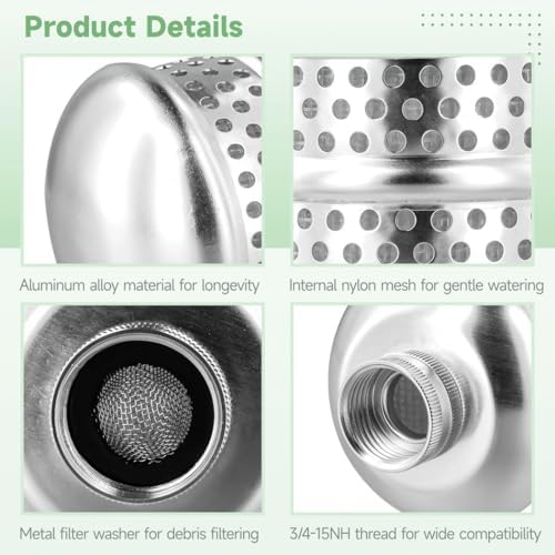 Metal Gentle Flow Watering Soaker Sprinklers, 2 Pcs Bubbler Sprinkler Heads, Aluminum Alloy 3/4-15Nh Thread Diffuser Flood Nozzles with Filter Screens & Sealing Tape for Garden, Yard - Image 4