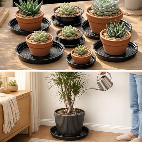 30 Packs 20" Extra-Large Plant Saucers for Indoor Outdoor Use Heavy Duty Plastic Plant Plate Dish for Planter Bulk Round Flower Pot Drip Trays to Catch Water 4 to 20 Inch, Black - Image 7
