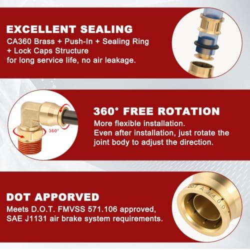 90° Swivel Male Elbow, 3/4" Tube x 3/4" NPT, DOT Approved 5PCS - Image 4