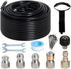 100FT 1/4-In Sewer Jetter Kit, 5800 PSI Pressure Washer Drain Cleaner Hose by Zejoot