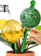 16 Oz 2 pcs Plant Watering Globes for Indoor Plants with Metal Self Watering Planter Insert - Premium XL Glass Hand-Blown Globes - Automatic Plant Waterer Indoor, Gift for Gardeners [Golden & Mosaic] by GARDENBRO