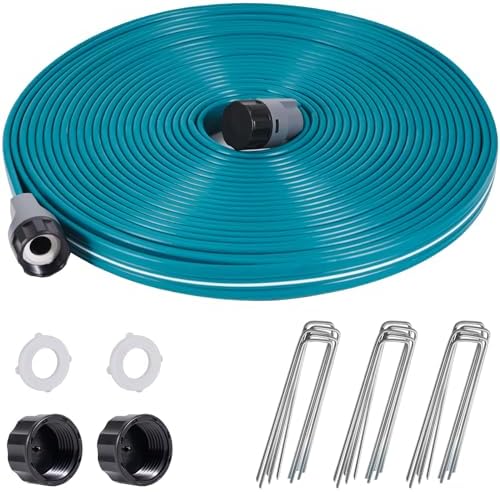LINEX Sprinkler Soaker Hose 50 ft for Garden Lawn Watering Hose with Hose Stakes by LINEX