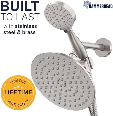 HammerHead Metal Dual Shower Head Combo With 3-Spray Handheld and Rainfall - Image 2