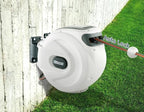 Blütezeit Retractable Garden Hose Reel, 1/2'' x 100ft Hose Reel Wall-Mount with 10-Function Spray Nozzle, Any Length Lock | 180° Swivel | Automatic Slow Rewind | Heavy Duty - Image 2