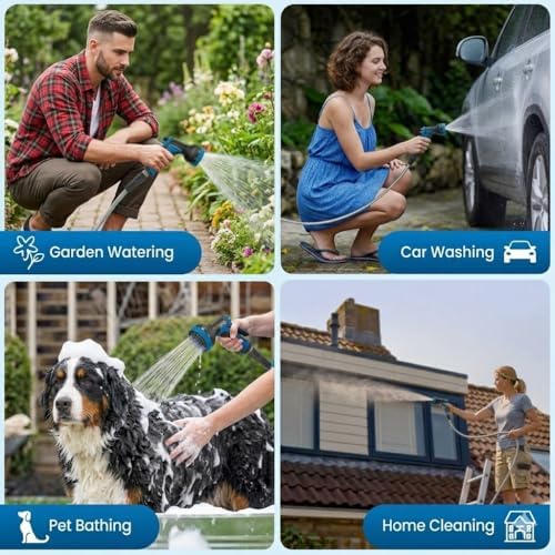 Stainless Steel 75FT Garden Hose with 10 Functions, Adjustable Spray Nozzle, Flexible Durable No Kink Leak Dog Proof Metal Water Hose for Yard Lawn - Image 5