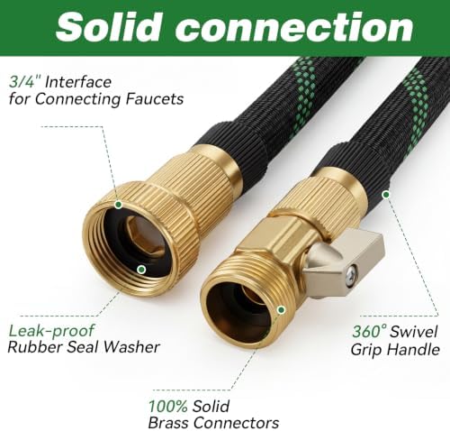 100FT Garden Hose 100 Feet Non-Expandable Heavy Duty Garden Hose with 8 Pattern Spray Nozzle, Flexible Kink-Free Water Hose with Brass Fittings for Watering Lawn, Yard, Car Washing - Image 2