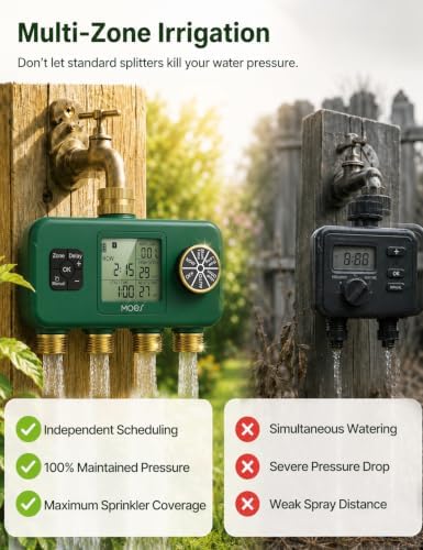 MOES 4-Zone Water Timer for Garden Lawn Hose, Brass 3/4 Inlet & Outlets - Image 4